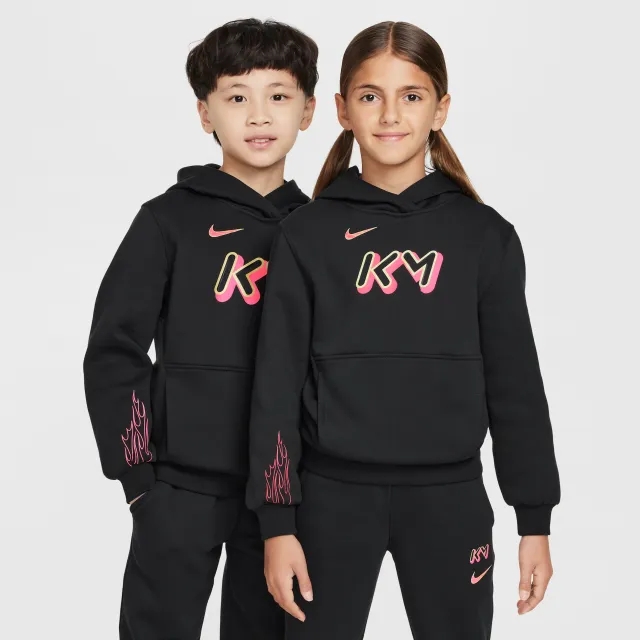 Nike Kylian Mbappé Club Fleece Older Kids' Football Hoodie - Black - Fleece