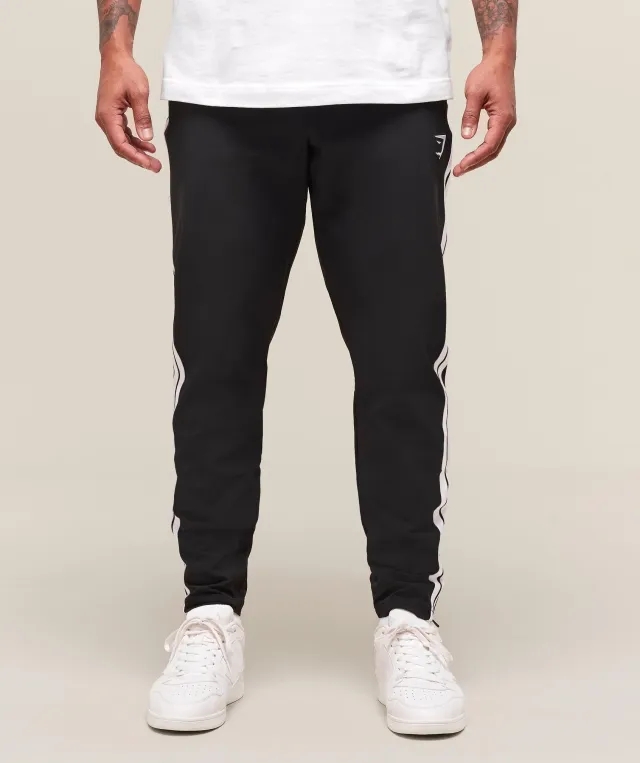  Retro Side Stripe Joggers - Black