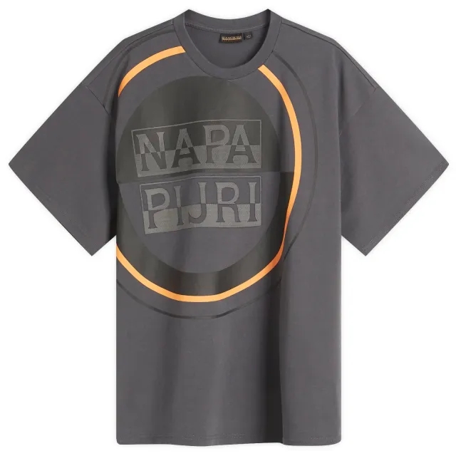 Napapijri Men's Premium Macro Dimension Print T-Shirt Dark Grey Solid