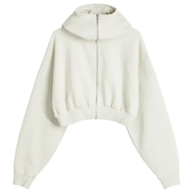 Entire Studios Women's Cropped Full Zip Hoodie Rice