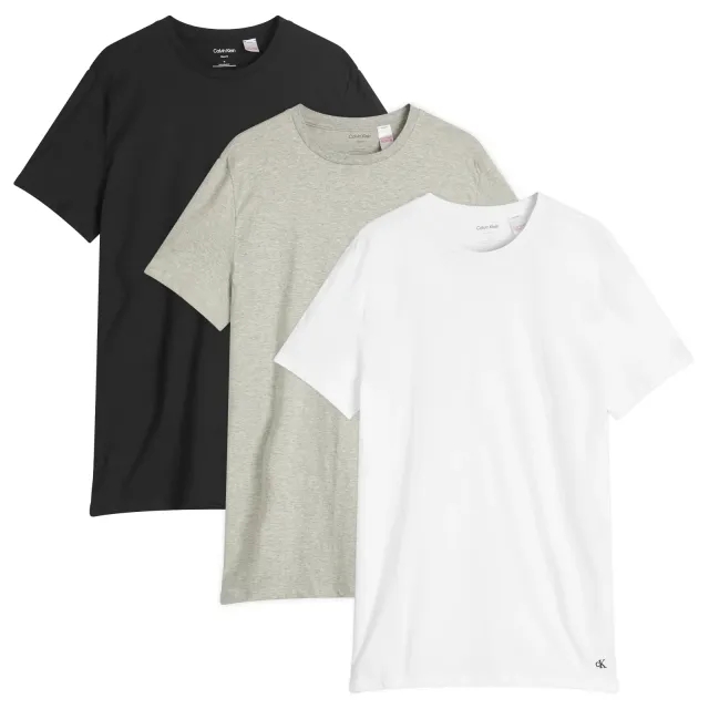Calvin Klein Men's Crew Neck T-Shirt - 3 Pack Black/White/Grey Heather