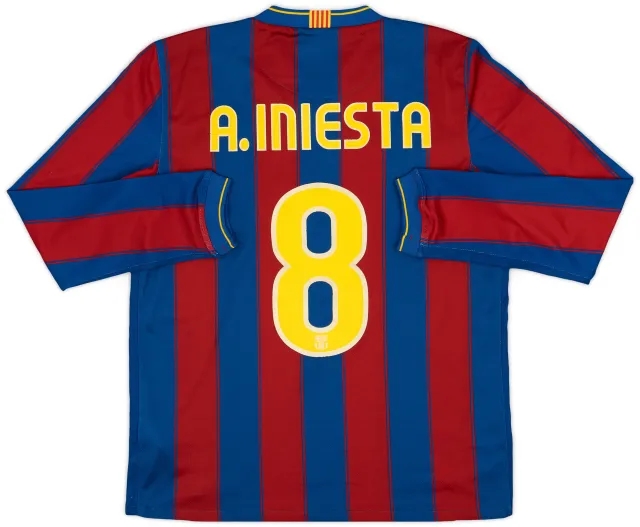 2009-10 Barcelona Home L/S Shirt A.Iniesta #8 - 7/10 - (M)