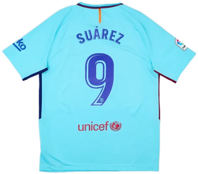 2017-18 Barcelona Away Shirt Suarez #9 - 10/10 - (L)