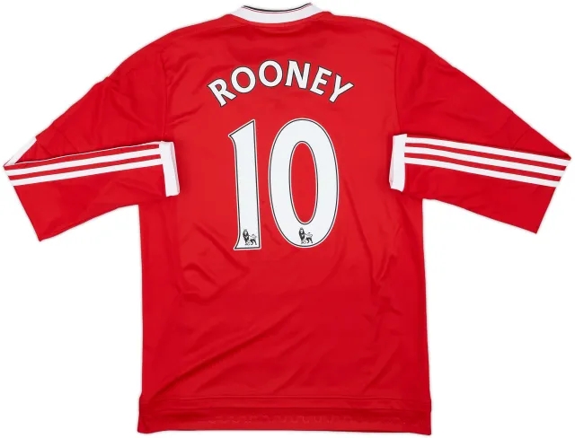 2015-16 Manchester United Home L/S Shirt Rooney #10 - 9/10 - (M)