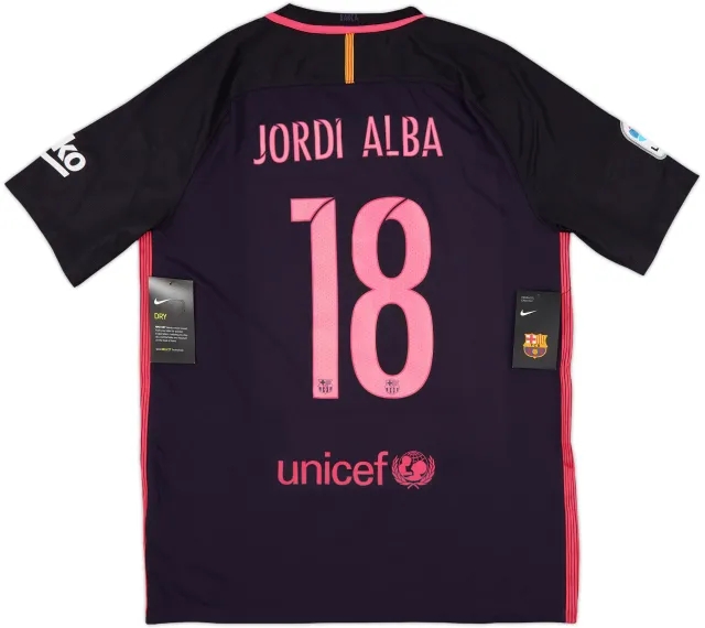2016-17 Barcelona Away Shirt Jordi Alba #18 (L)