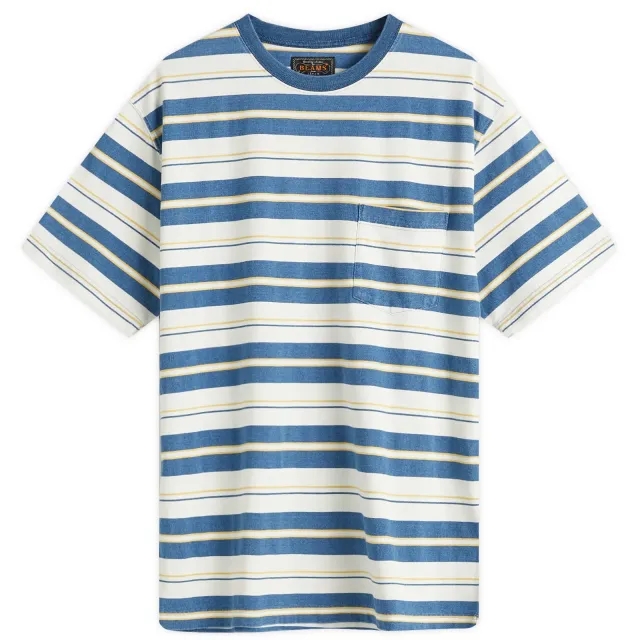 Beams Plus Men's Multi Stripe Pocket T-Shirt Bleach