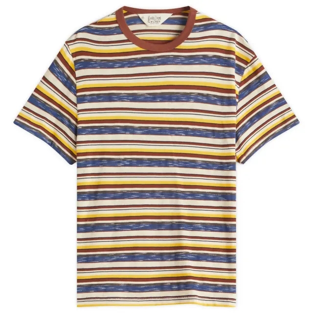 Brain Dead Men's Toni Stripe T-Shirt Yellow Multi