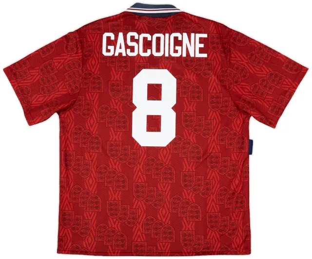 1993-95 England Away Shirt Gascoigne #8 - 9/10 - (XXL)