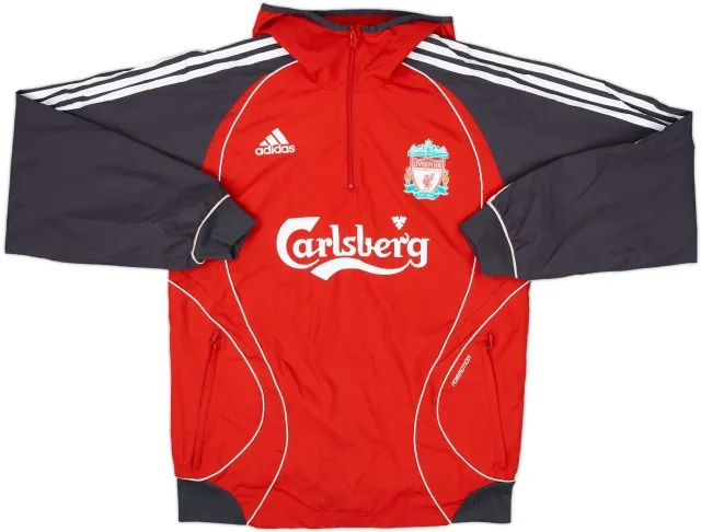 2006-07 Liverpool adidas 1/4 Zip Hooded Rain Jacket - 8/10 - (XL.Boys)