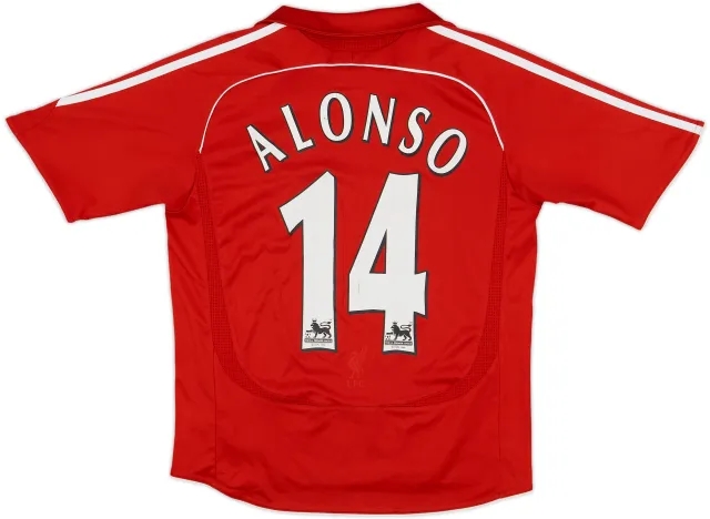 2006-08 Liverpool Home Shirt Alonso #14 - 7/10 - (S.Boys)