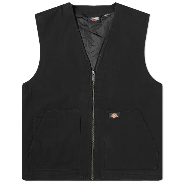 Dickies Men's Duck Canvas SMMR Vest Stone Washed Black