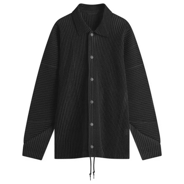Homme Plissé Issey Miyake Men's Pleated Mesh Coach Jacket Black