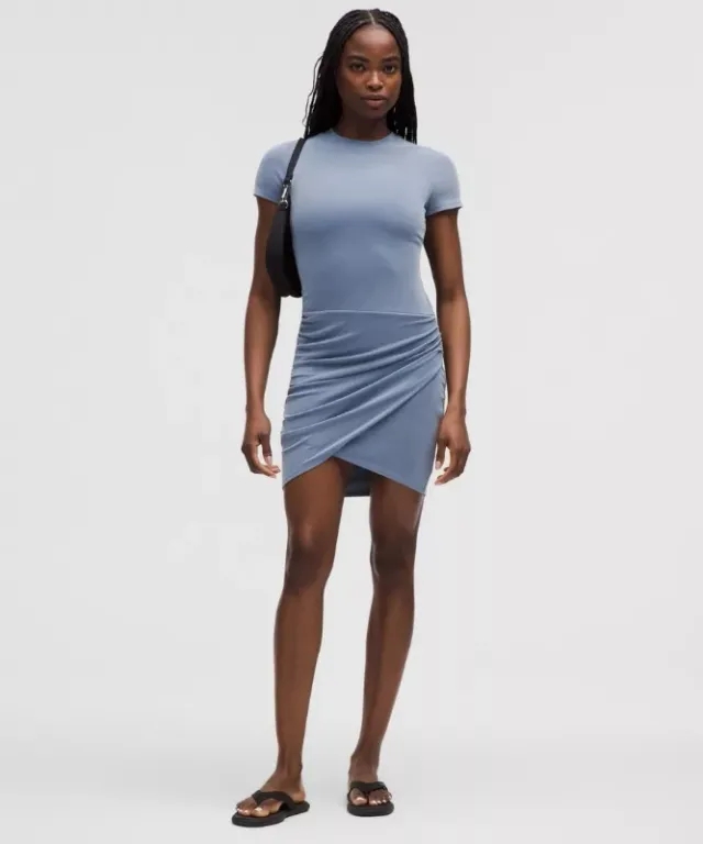 lululemon – Women's Drapey Softstreme Wrap-Skirt T-Shirt Dress – Color Blue – Size M