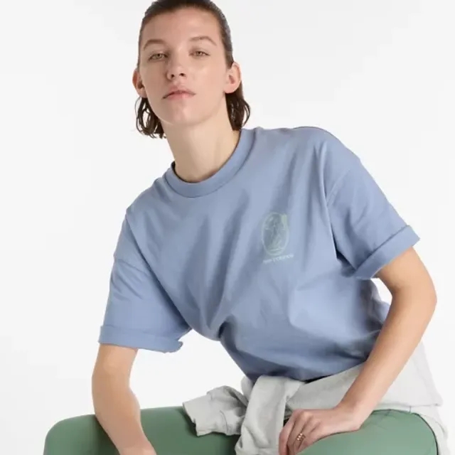 New Balance Women's X Debut Vase T-Shirt in Blue Cotton