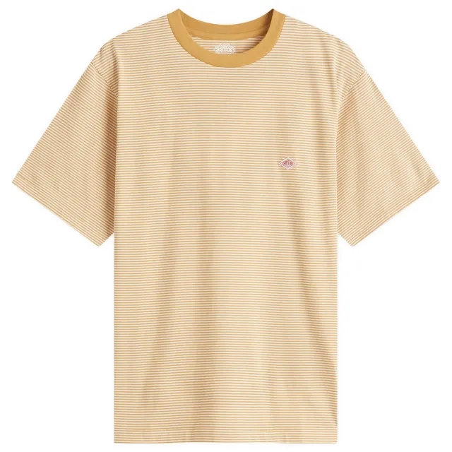 Danton Men's Fine Stripe T-Shirt Beige/Ecru