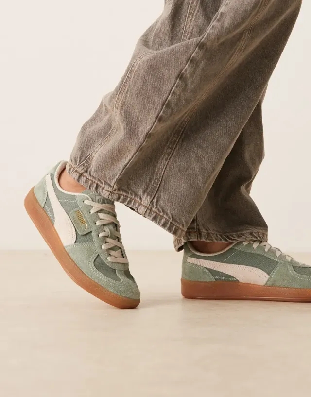 PUMA Palermo Vintage Sneakers Unisex, Green Moon/Alpine Snow