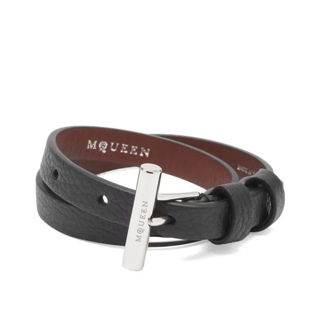 Alexander McQueen Men's Double Wrap Cross Bar Bracelet Black