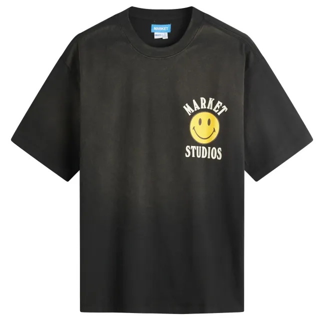 MARKET Men's Smiley Lockup T-Shirt Jet-Set-Black