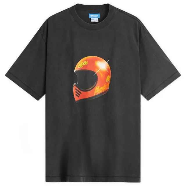 MARKET Men's Smiley Full Face T-Shirt Washed-Black