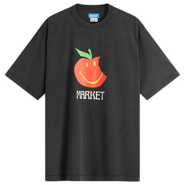MARKET Men's Smiley Honeycrisp T-Shirt Washed-Black