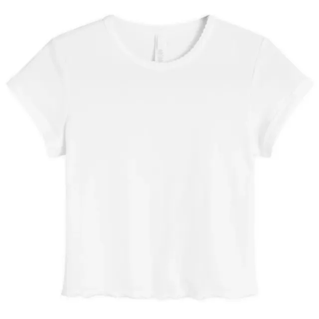 SKIMS Women's Drop Needle Pointelle Baby T-Shirt Snow