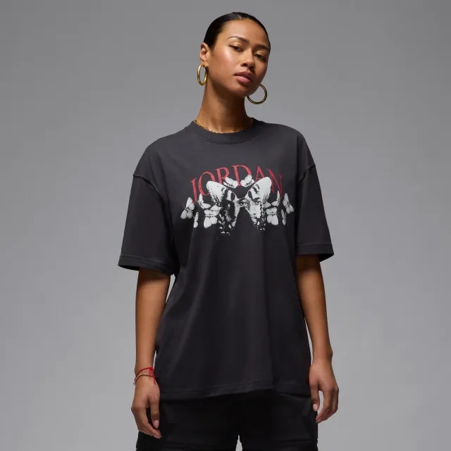 Nike Jordan Women's Oversized Graphic T-Shirt - Black - Cotton