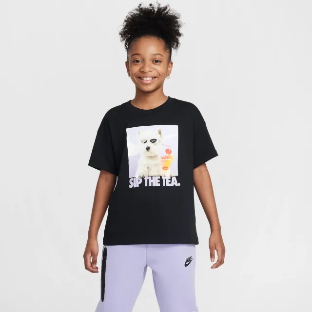 Nike Sportswear Older Kids' (Girls') T-Shirt - Black - Cotton