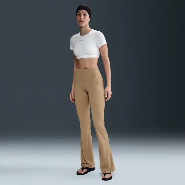 Nike Zenvy Women's High-Waisted Flared Leggings - Brown - Nylon/Elastane