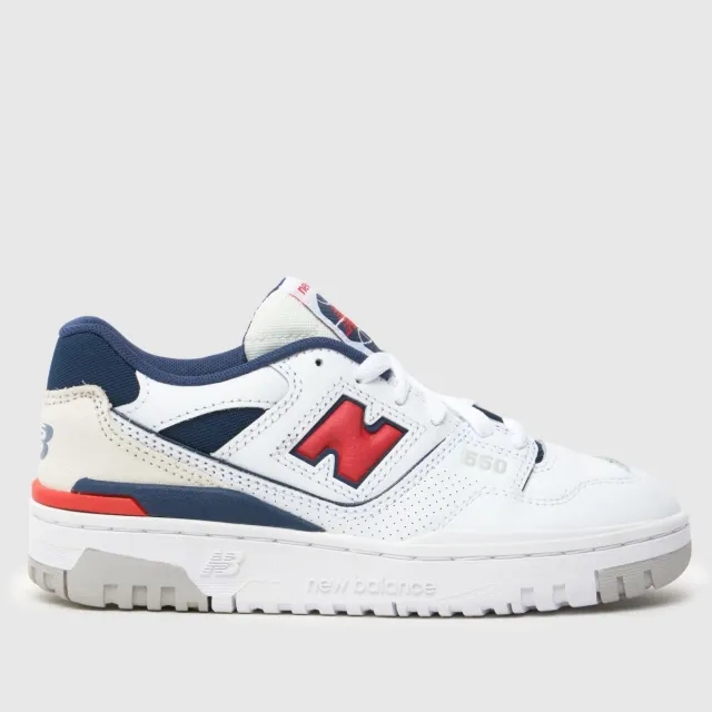 New Balance White Multi 550 Boys Youth Trainers