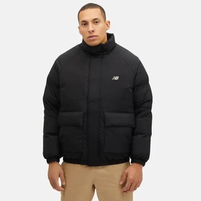 New Balance Men's NBX NB Academy Mix Down Jacket in Black Nylon Woven