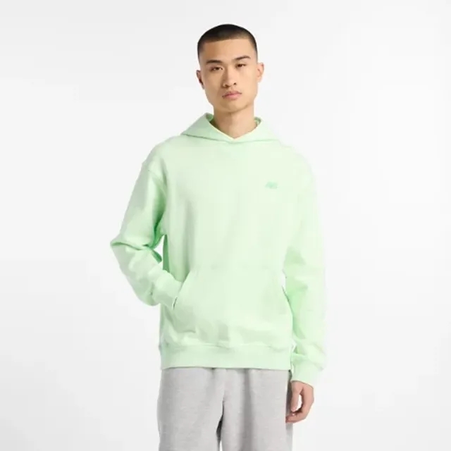 New Balance Men's Athletics French Terry Hoodie in Green Cotton Fleece