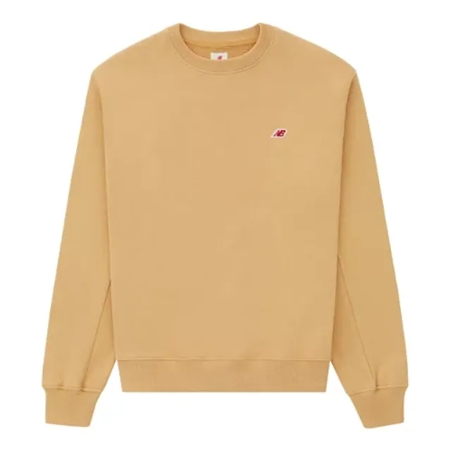 New Balance Men's Made in USA Core Crewneck Sweatshirt in Beige Cotton Fleece