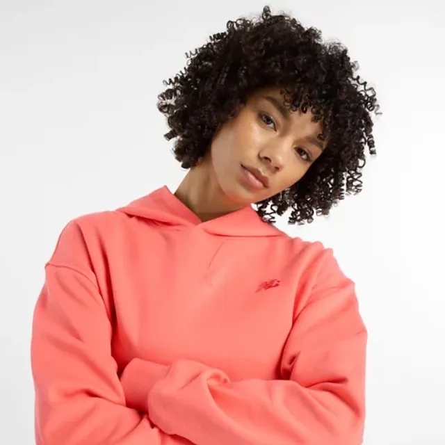 New Balance Women's Athletics French Terry Hoodie in Red Cotton Fleece