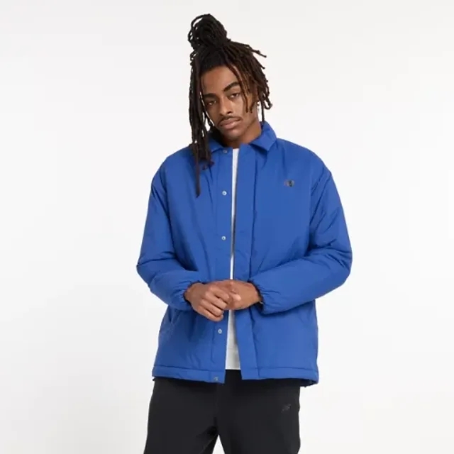 New Balance Men's Coaches Jacket in Blue Nylon Woven