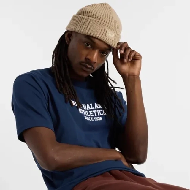 New Balance Men's Varsity Graphic T-Shirt in Blue Cotton