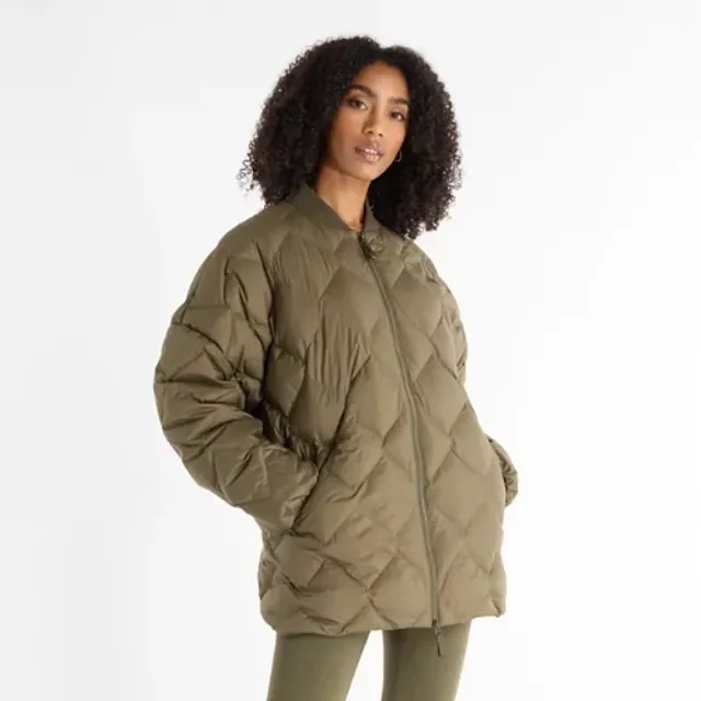New Balance Women's Pinnacle Bomber in Green Polywoven