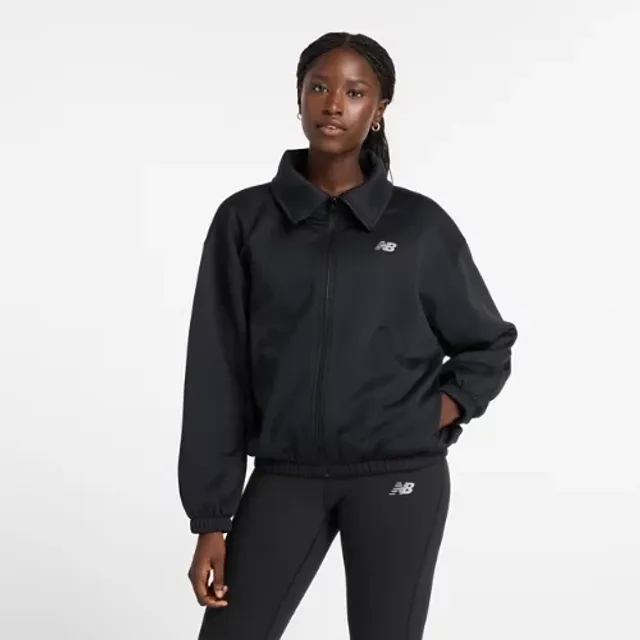 New Balance Women's Performance Fleece Full Zip in Black Poly Fleece