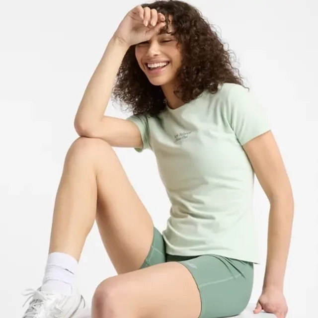 New Balance Womens Logo Fitted T-Shirt - Green - Size S - Green