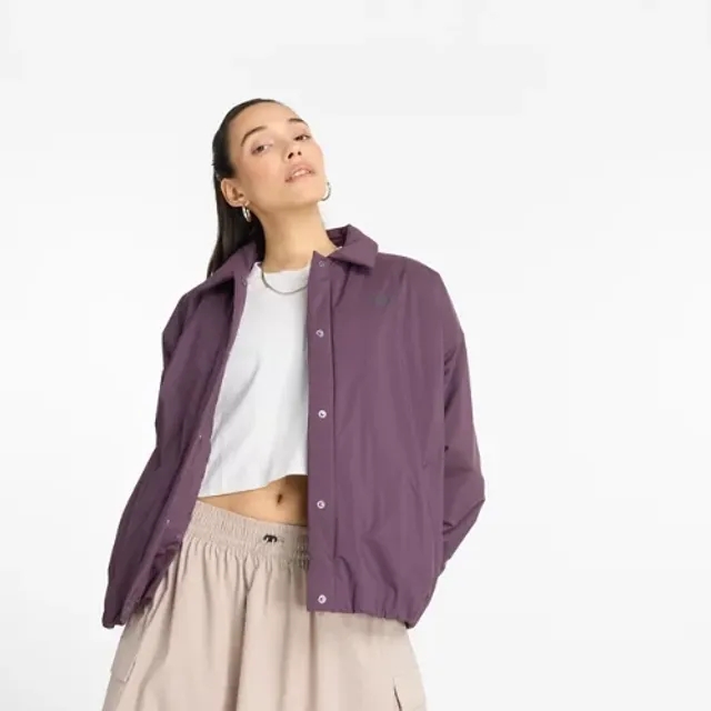 New Balance Women's Coaches Jacket in Brown Nylon Woven