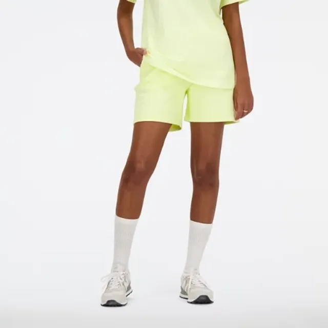 New Balance Women's Athletics French Terry Short in Green Cotton Fleece