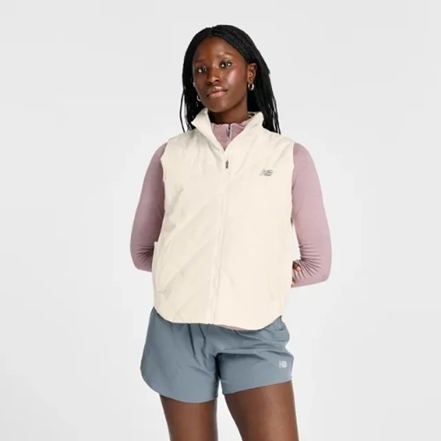 New Balance Women's Quilted Vest in Beige Polywoven