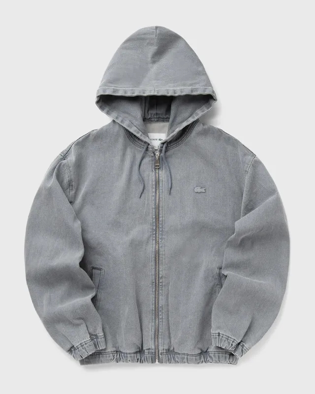 Lacoste Washed Effect Denim Hooded Jacket - Blue