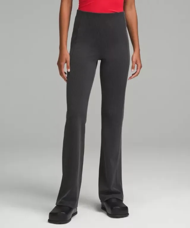lululemon – Women's Ribbed Softstreme Flared Pants Regular – Color Grey – Size 10