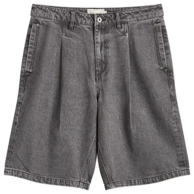 Dime Men's Pleated Denim Shorts Faded Black