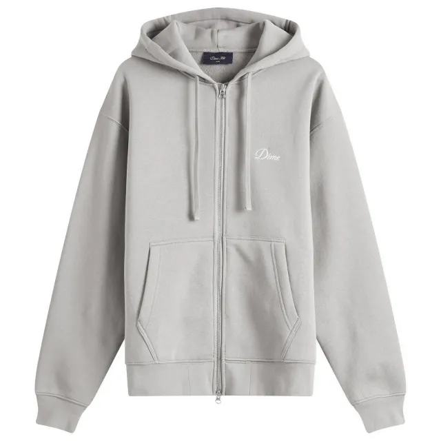 Dime Men's Cursive Zip Hoodie Charcoal