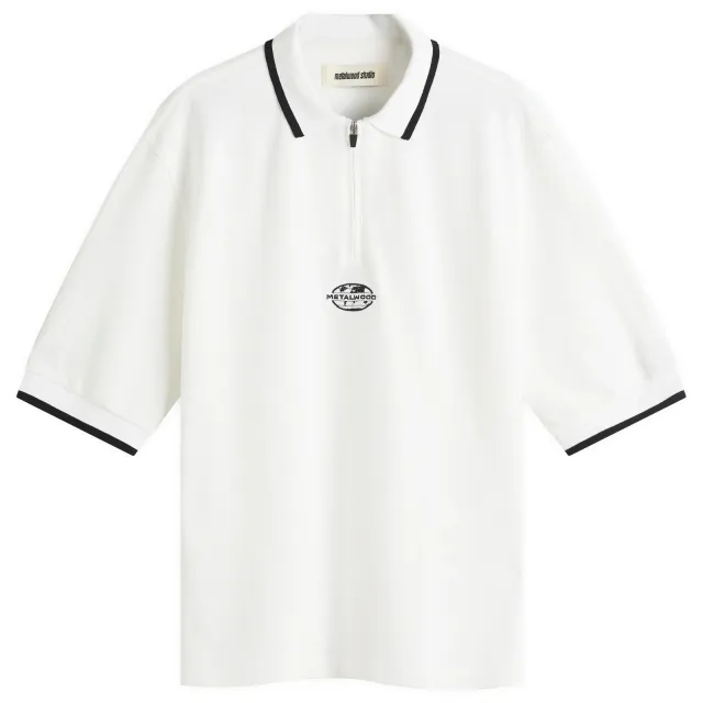 Metalwood Studio Men's World Class Zip Polo White