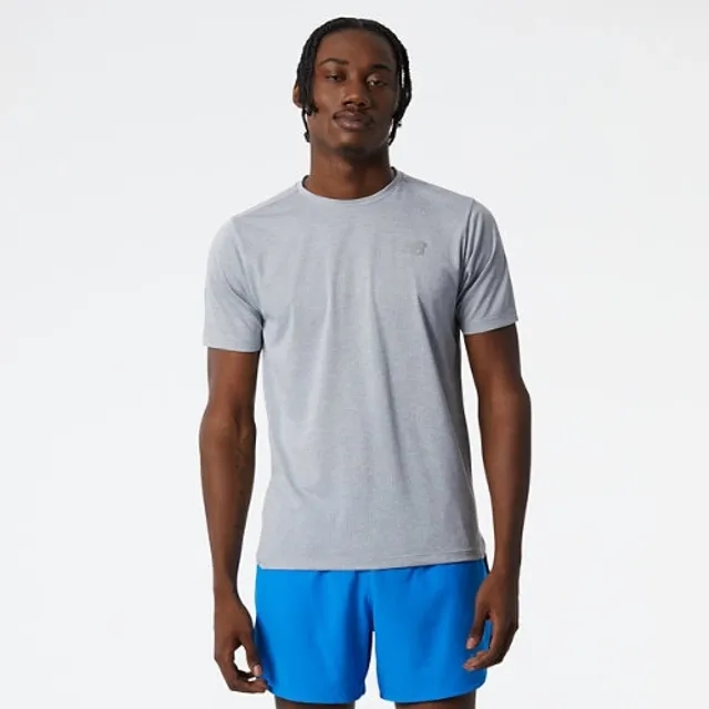 New Balance Men's Impact Run Short Sleeve in Grey Poly Knit