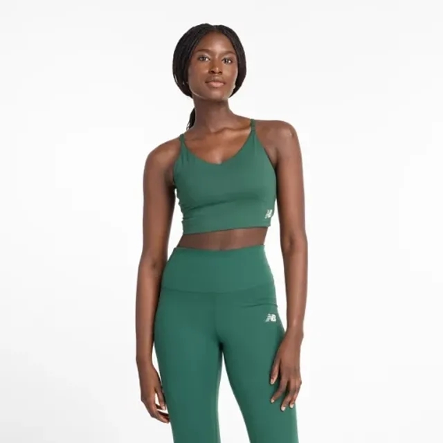 New Balance Women's NB Harmony Light Support Sports Bra in Green Poly Knit