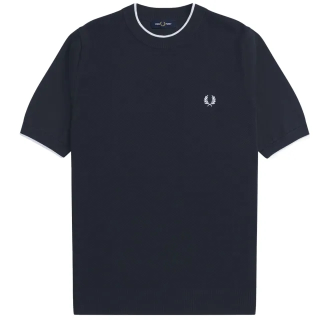 Texture Front Knitted T-Shirt - Navy