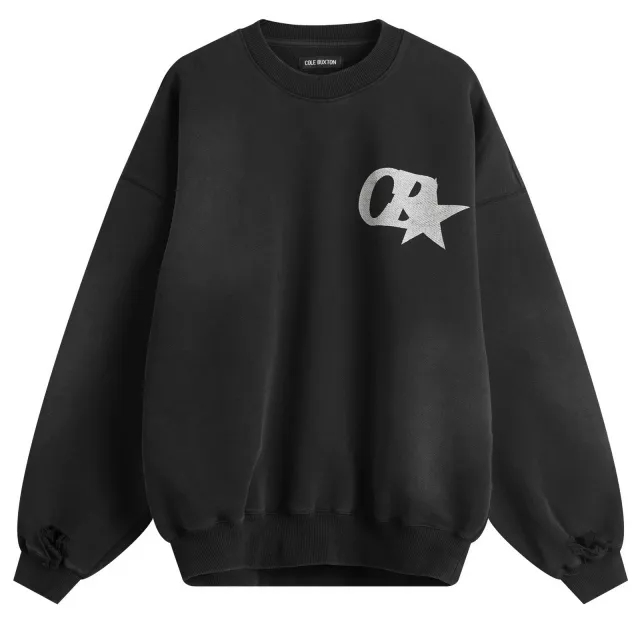 Cole Buxton Men's CB Star Distressed Sweatshirt Vintage Black